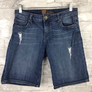 Kut from the Kloth| Distressed Bermuda Jean Shorts